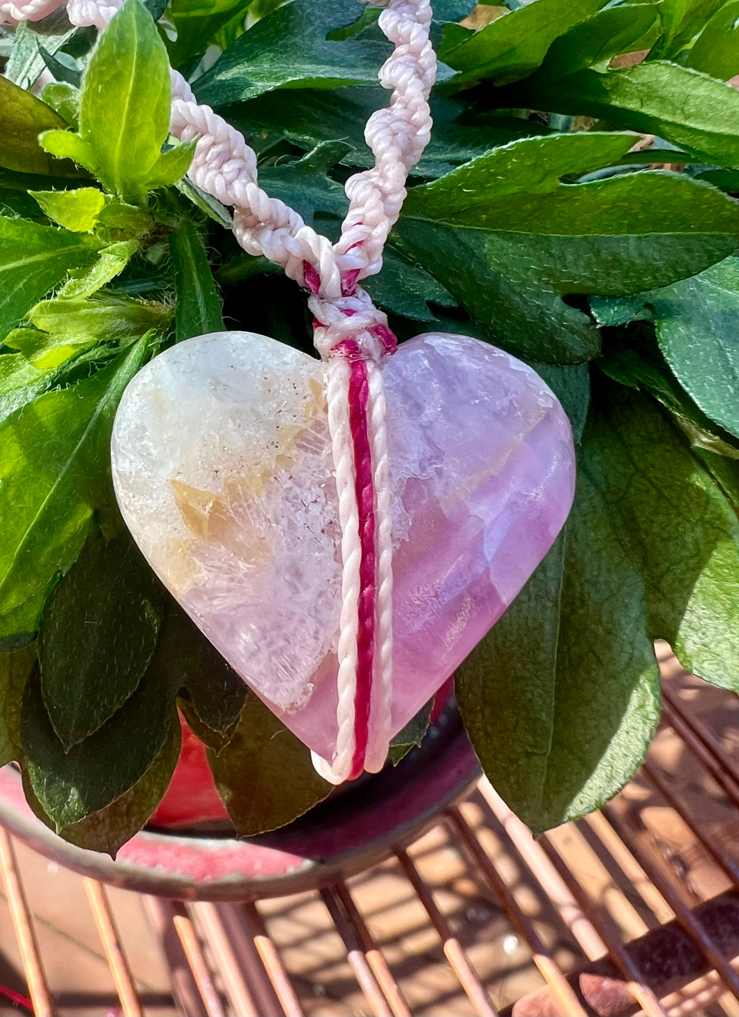 Pink Aragonite Heart With Rose Quartz